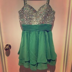 Green crystal beaded dress